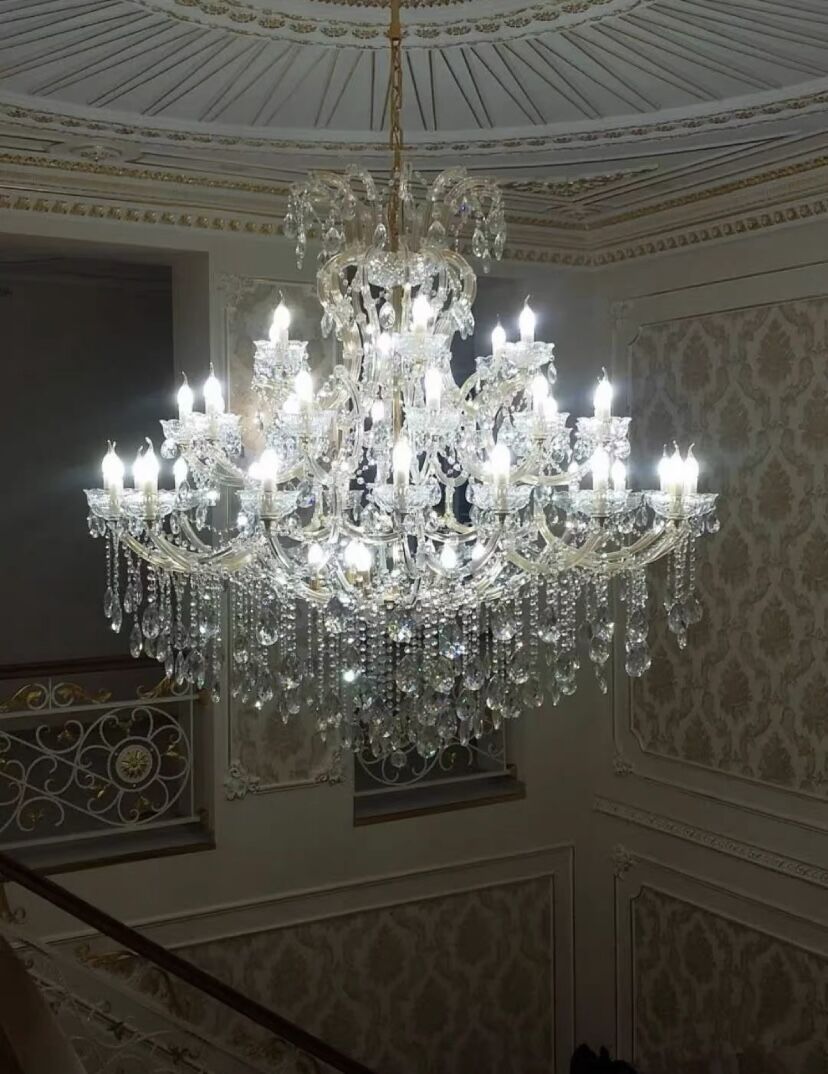 Extra Large European Chrome Classic Candle Branch Crystal Chandelier for Stairs/Entrys/Duplex Hall