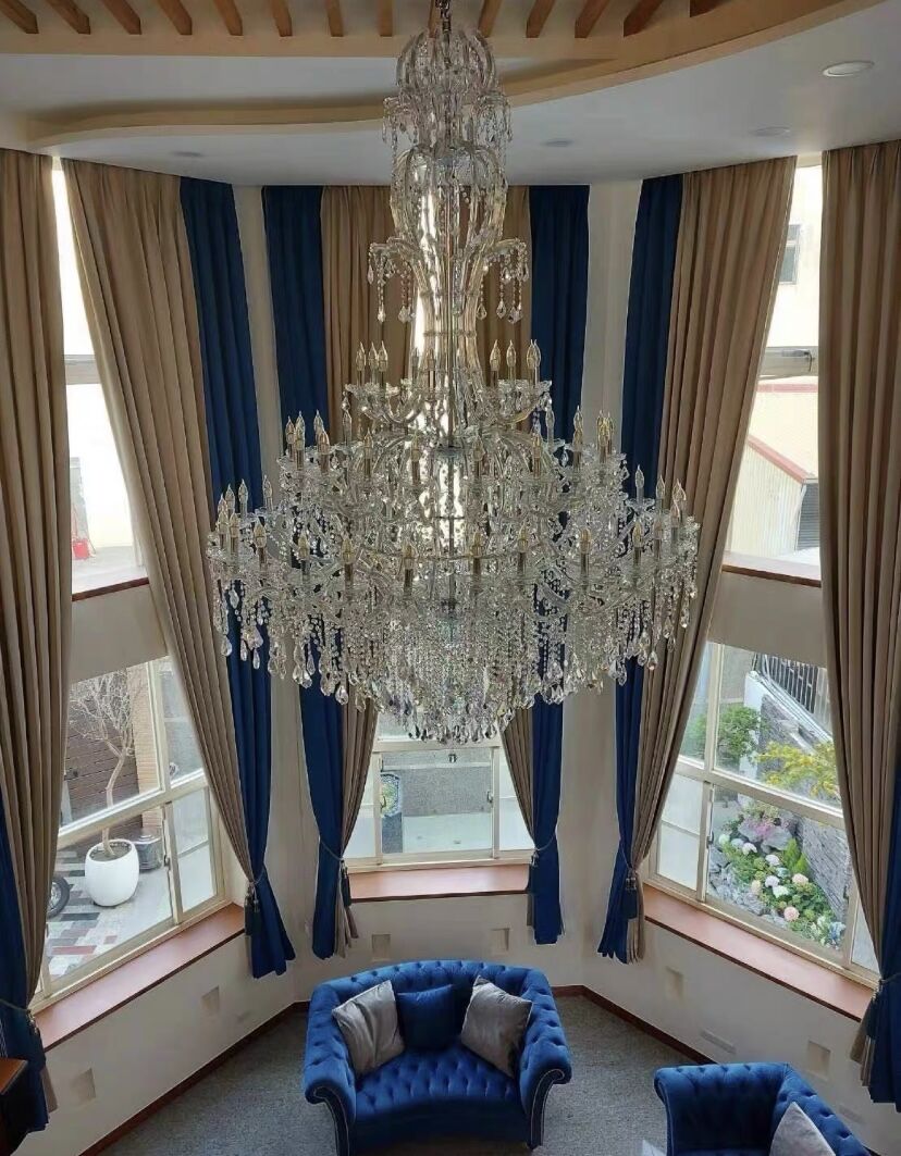 Oversized Luxury Traditional Candle Branch Crystal Pendant Chandelier for Foyer/Stairs/Duplex Hall