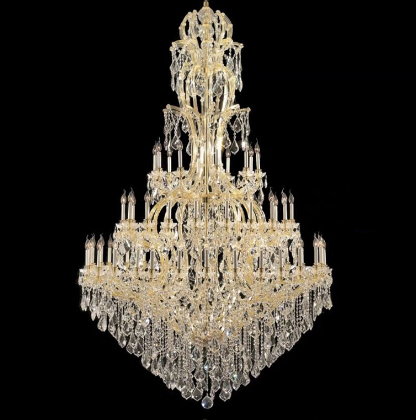 Oversized Luxury Traditional Candle Branch Crystal Pendant Chandelier for Foyer/Stairs/Duplex Hall