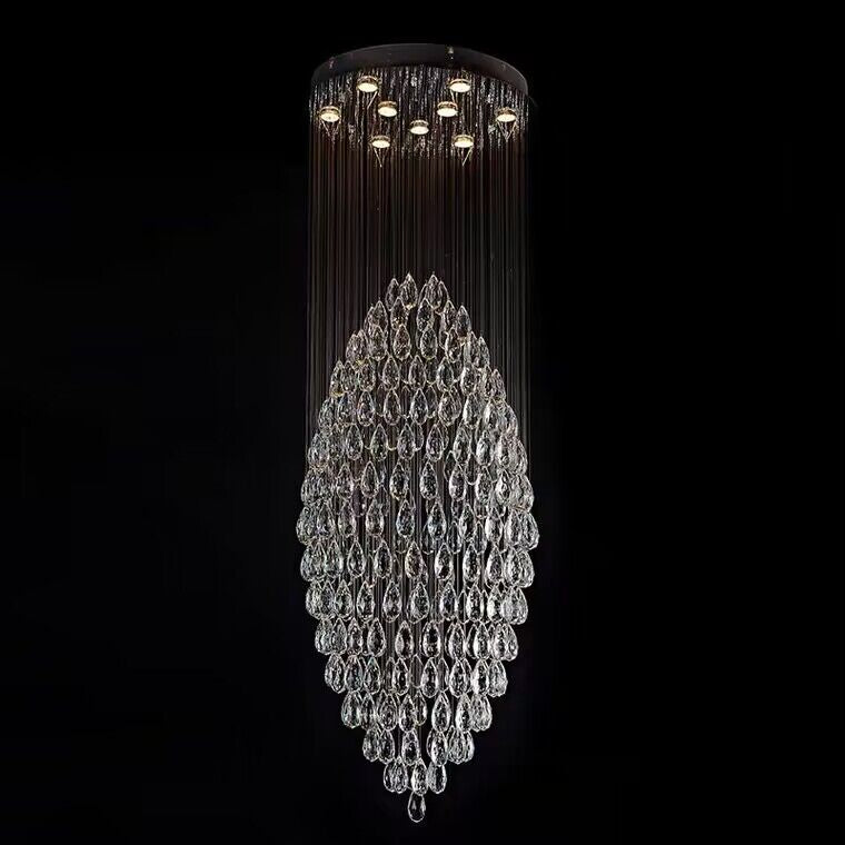 Oversized Modern Luxury Oval Ceiling Chandelier Raindrop Crystal Pendant for Living Room/Foyer/Stairs