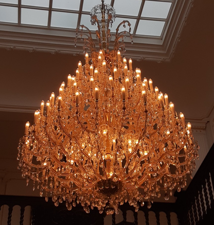 Oversized Traditional Multi-tier Gold Luxury Candle Branch Crystal Chandelier for Foyer/Stairs/Entrys/Hotel Lobby