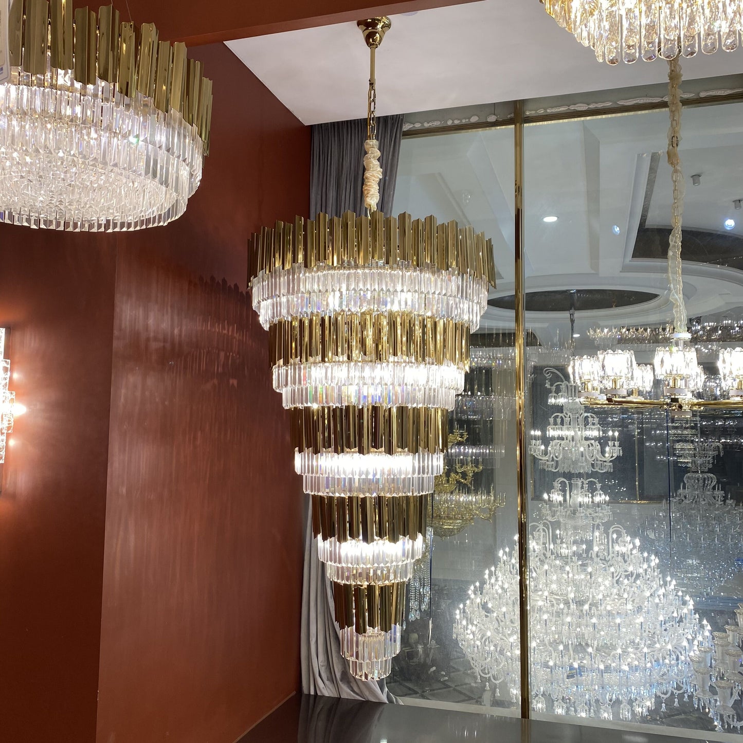 Extra Large Round Modern Luxury Gold Multi-tier Crystal Chandelier for Living Room/Stairs/Duplex Hall