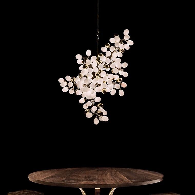 Designer Model Art Long White Glass Grape Branch Chandelier for Dining Room/Bar/Coffee Table