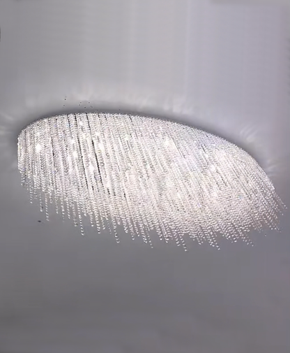 Modern Oval/Round Tassel Flush Mount Crystal Ceiling Light Chandelier