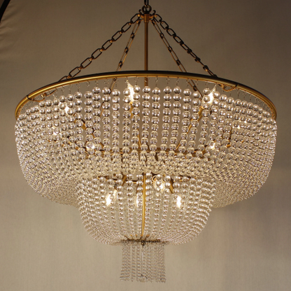 Modern Tiers Bead Crystal Chandelier Light Luxury Light Fixture For Living Room/Dining Room/Foyer