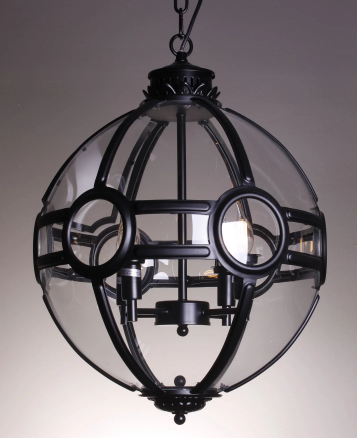 Post-modern Sphere Black Iron Glass Shade Pendant Candle Light for Living/Dining Room/Bar