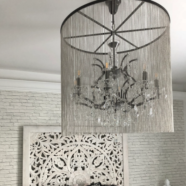 Art Iron Tassel Candle Branch Crystal Pendant Curtain Chandelier for Living Room/Foyer/Bedroom