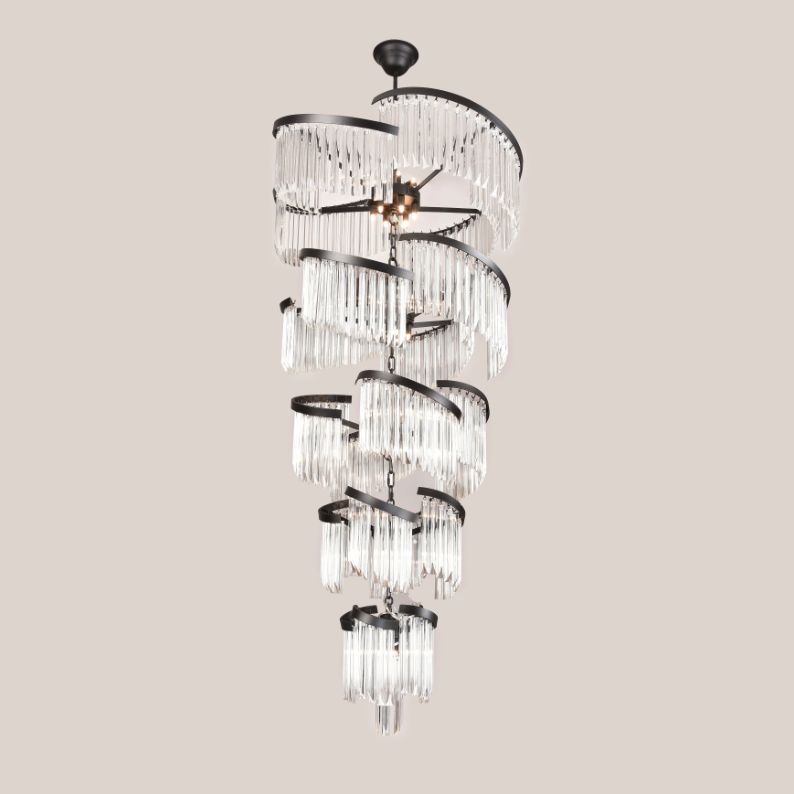 Extra Large Luxury Spiral Crystal Rods Pendant Chandelier for Living Room/Foyer/Entryance