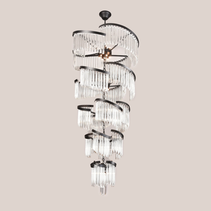 Extra Large Luxury Spiral Crystal Rods Pendant Chandelier for Living Room/Foyer/Entryance