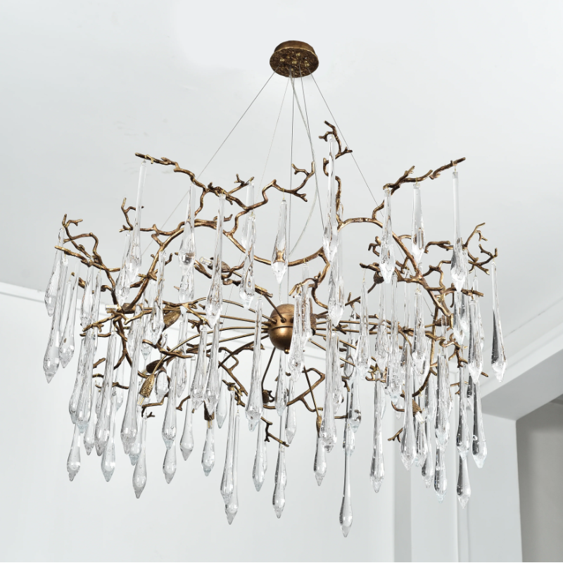 Extra Large Modern Luxury Brass Branch Crystal Pendant Chandelier for Living/Dining Room