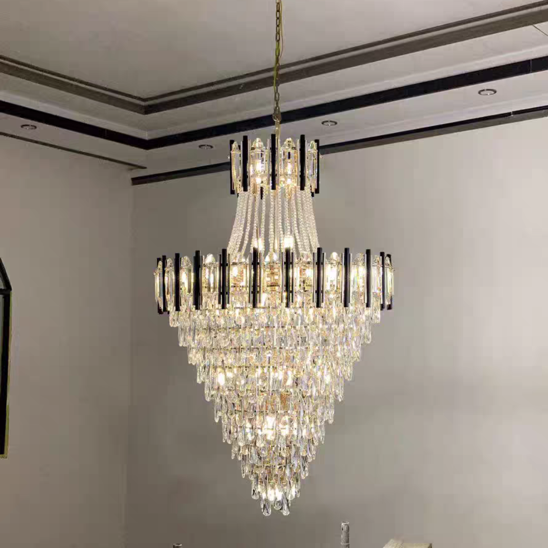 Oversized Modern Light Luxury Multi-tiers Crystal Chandelier for Living Room/Foyer/Staircase/Hotel Lobby