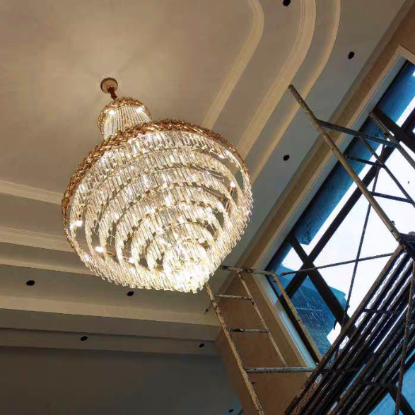 Oversized Modern Multi-tier Light Luxury Crystal Pendant Chandelier for Living Room/Stairs/Entrys