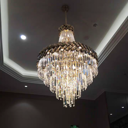 Oversized Modern Multi-tier Light Luxury Crystal Pendant Chandelier for Living Room/Stairs/Entrys