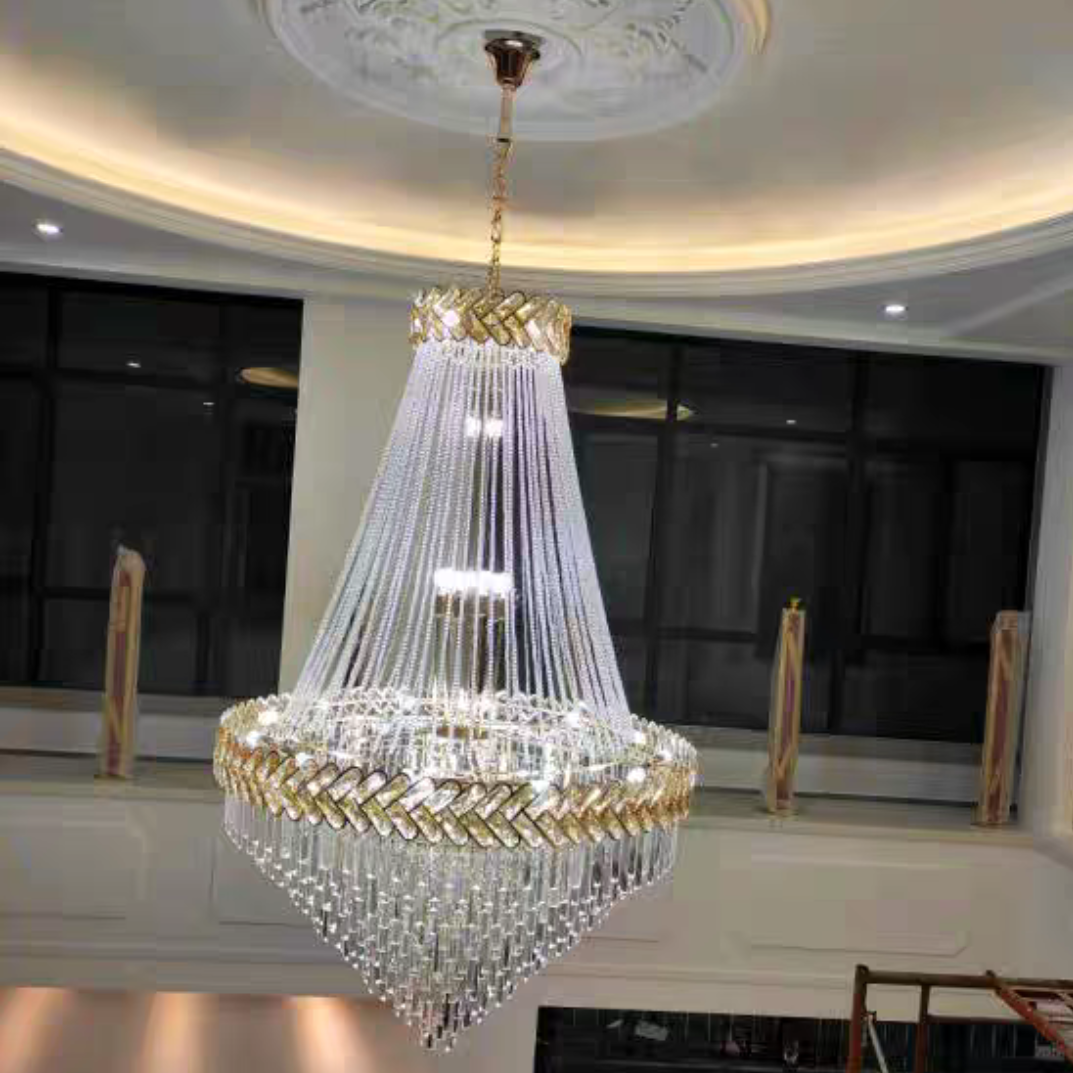 Oversized Modern Multi-tier Light Luxury Crystal Pendant Chandelier for Living Room/Stairs/Entrys