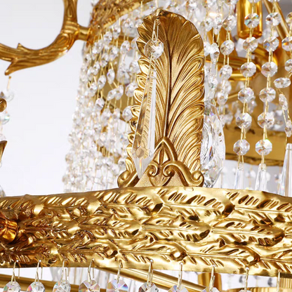 Oversized Light Luxury Golden Empire Candle Raindrop Crystal Chandelier for Duplex Hall/Foyer/Stairs/Hotel Lobby