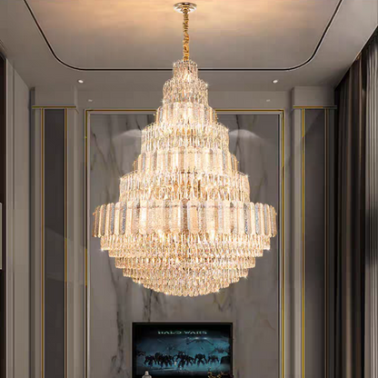 Oversized Modern Multi-layer Empire Crystal Chandelier for Living Room/Foyer/Stairs/Hotel Lobby