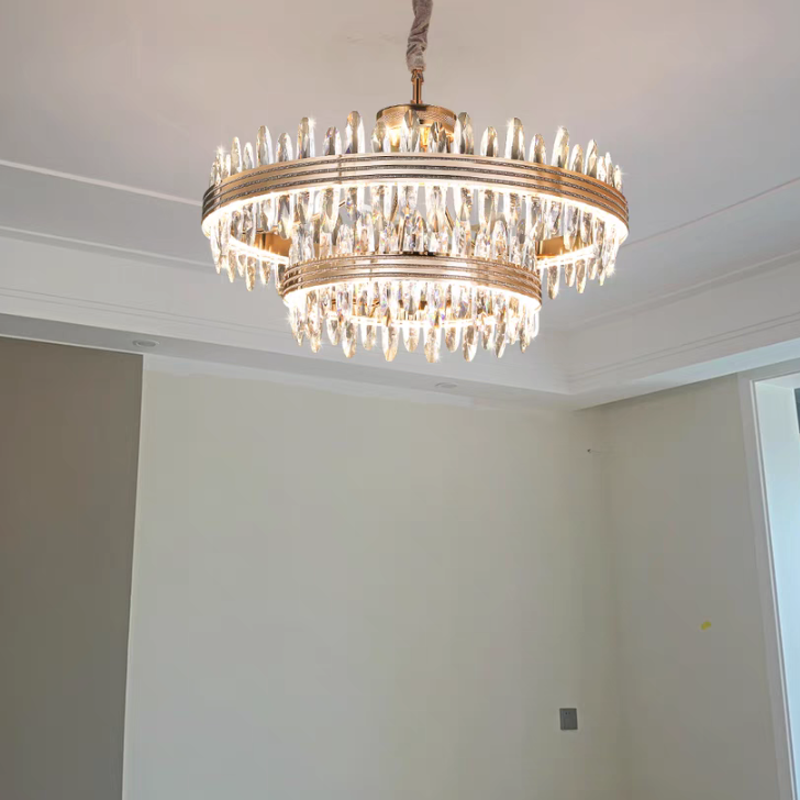 Classic Golden Multi-rings Crystal chandelier for living room and dining room