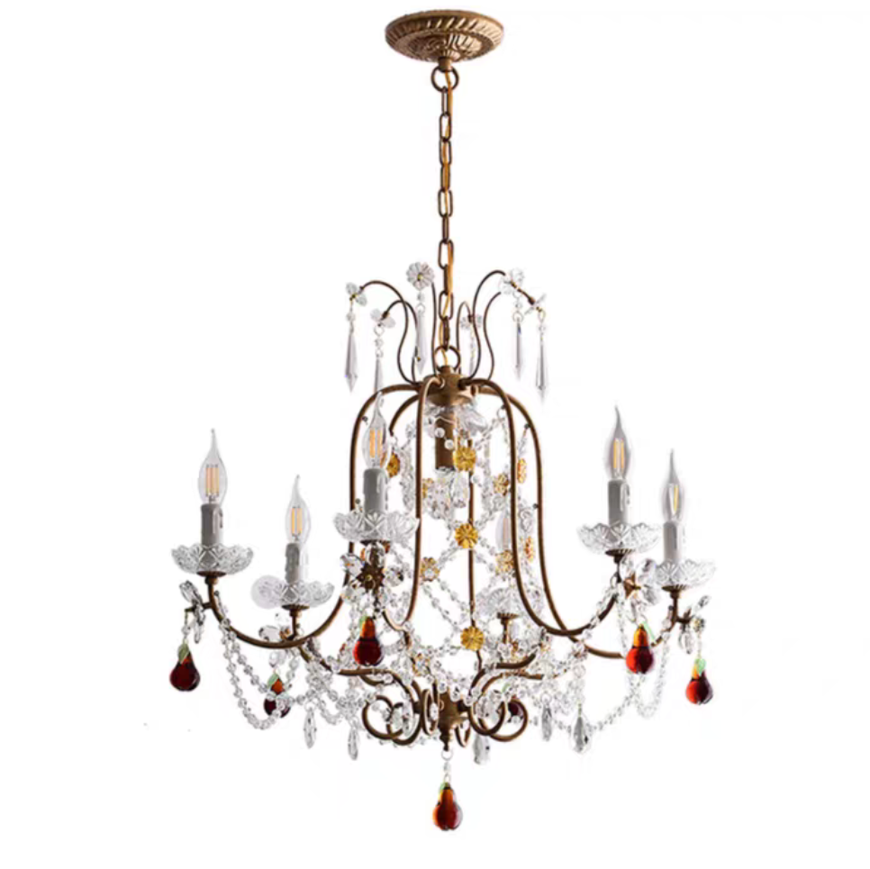 Sophisticated Vintage Candle Pendant Crystal Chandelier for cafe, restaurant and staircases