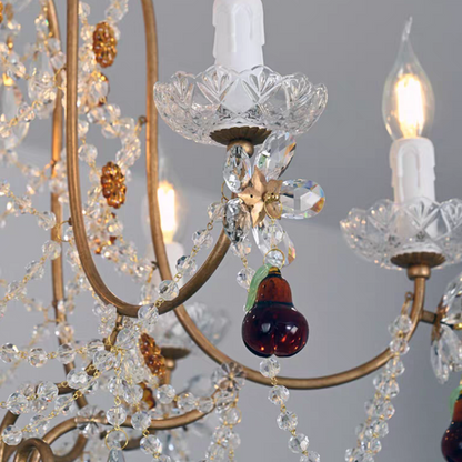 Sophisticated Vintage Candle Pendant Crystal Chandelier for cafe, restaurant and staircases