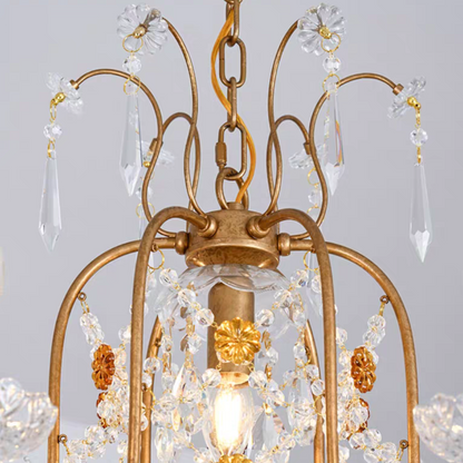 Sophisticated Vintage Candle Pendant Crystal Chandelier for cafe, restaurant and staircases