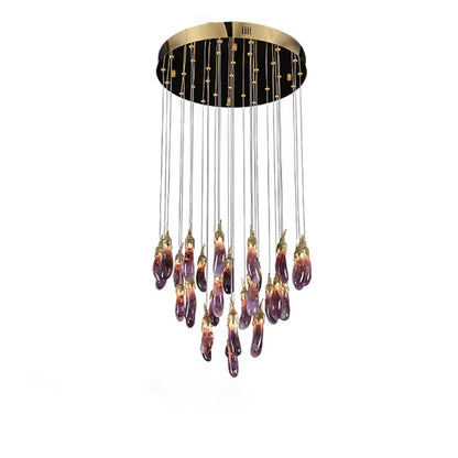 Artistic Eggplant Flush Mounted Crystal Ceiling Light Decorative Chandelier