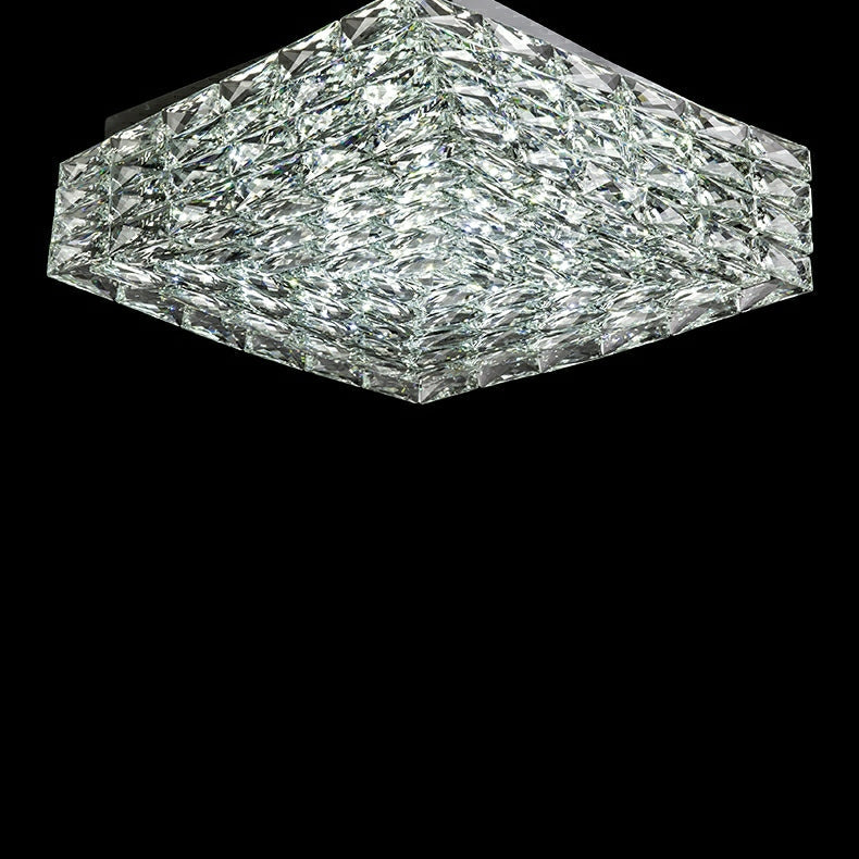 Square Crystal Flush Mounted Living/ Bedroom Chandelier Shining Ceiling Lighting Fixture For Hotel Decor