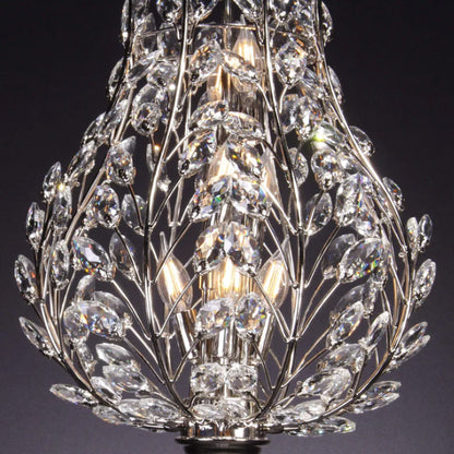 Luxury Chrome Branch Candle Crystal Pendant Leaf Chandelier for Living/Dining Room/Entryance