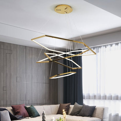 4-Light Unique / Statement Tiered LED Chandelier Geometric Pendant Lighting Adjustable Ceiling Chandeliers