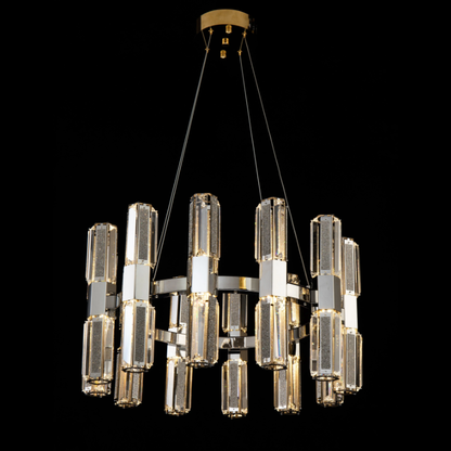 Modern Luxury Round Layers Light Crystal Rods Pendant Chandelier for Living Room/Foyer/Entrys