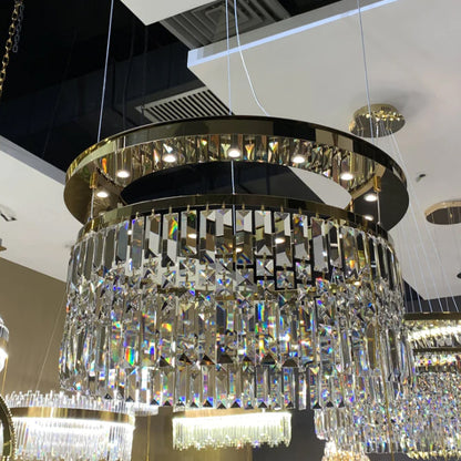 Modern Light Luxury Round Tiers Crystal Pendant Chandelier for Living/Dining Room/Entrys