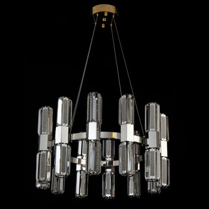 Modern Luxury Round Layers Light Crystal Rods Pendant Chandelier for Living Room/Foyer/Entrys