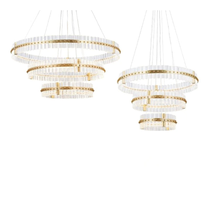 Modern Tiers Round Rings Crystal Pendant Chandelier for Living/Dining Room/Hallway