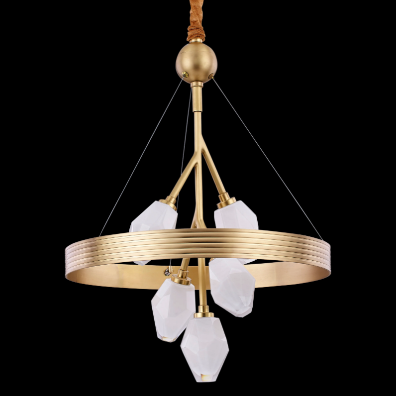 ALESSI ROUND BRASS RING FLOWER CHANDELIER,chandelier,chandeliers,brass,copper,stone,crystal,rings,round,circle,ceiling,chain,branch