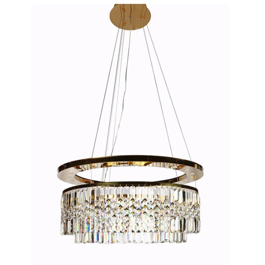 Modern Light Luxury Round Tiers Crystal Pendant Chandelier for Living/Dining Room/Entrys