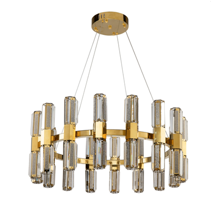 Modern Luxury Round Layers Light Crystal Rods Pendant Chandelier for Living Room/Foyer/Entrys