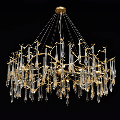 Extra Large Modern Luxury Brass Branch Crystal Pendant Chandelier for Living/Dining Room