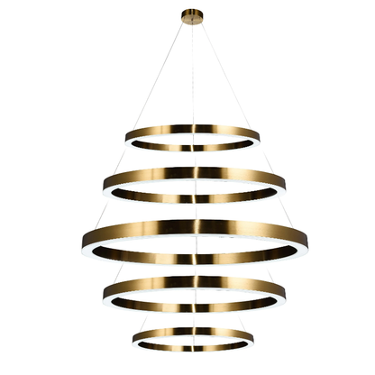 Extra Large Multi-Rings Brass Round Pendant Light Chain Adjustable for Stairs/Foyer/Living Room