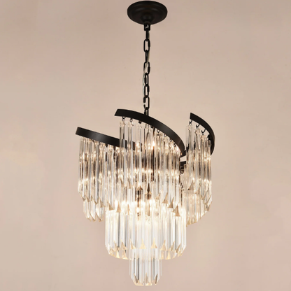 Large Luxury Spiral Tiers Crystal Rods Pendant Chandelier for Living/Dining Room/Entryance