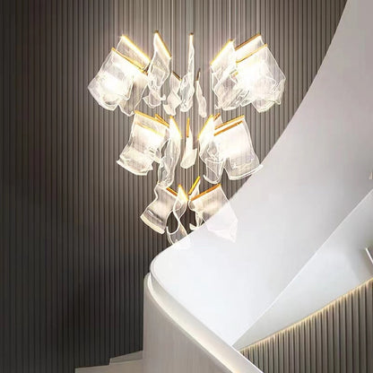 Oversized Customization Modern Shiny Paper Fabulous Beautiful Bright Elegant Chandelier For Staircase / Foyer Villa Hall Ceiling