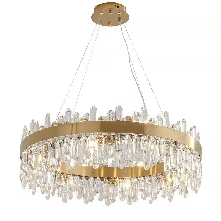 Round Ring Crystal Chandelier Luxury Modern Ceiling Fixtures Light For Living And Dining Room