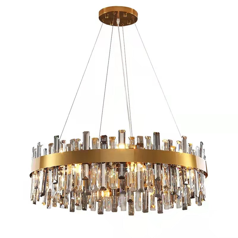 Round Ring Crystal Chandelier Luxury Modern Ceiling Fixtures Light For Living And Dining Room