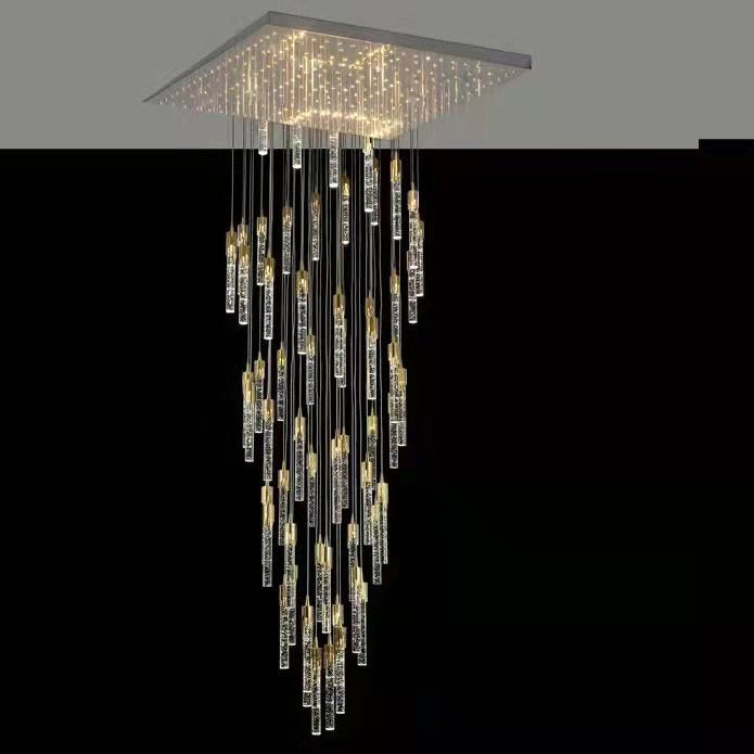 Modern Stair Light Foyer Staircase Hall Ceiling Lamps Spiral Stair Chandelier Crystal Droplight Luxury Hall Decoration Lights