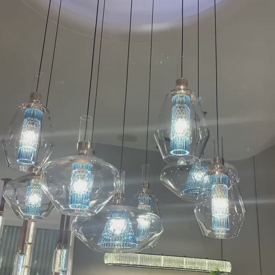 8Lights 6Lights chandelier,chandeliers,pendant,glass,metal,blue,ceiling,branch,art,round,multiple,living room,dining room,bedroom,kitchen island,bar,hallway 