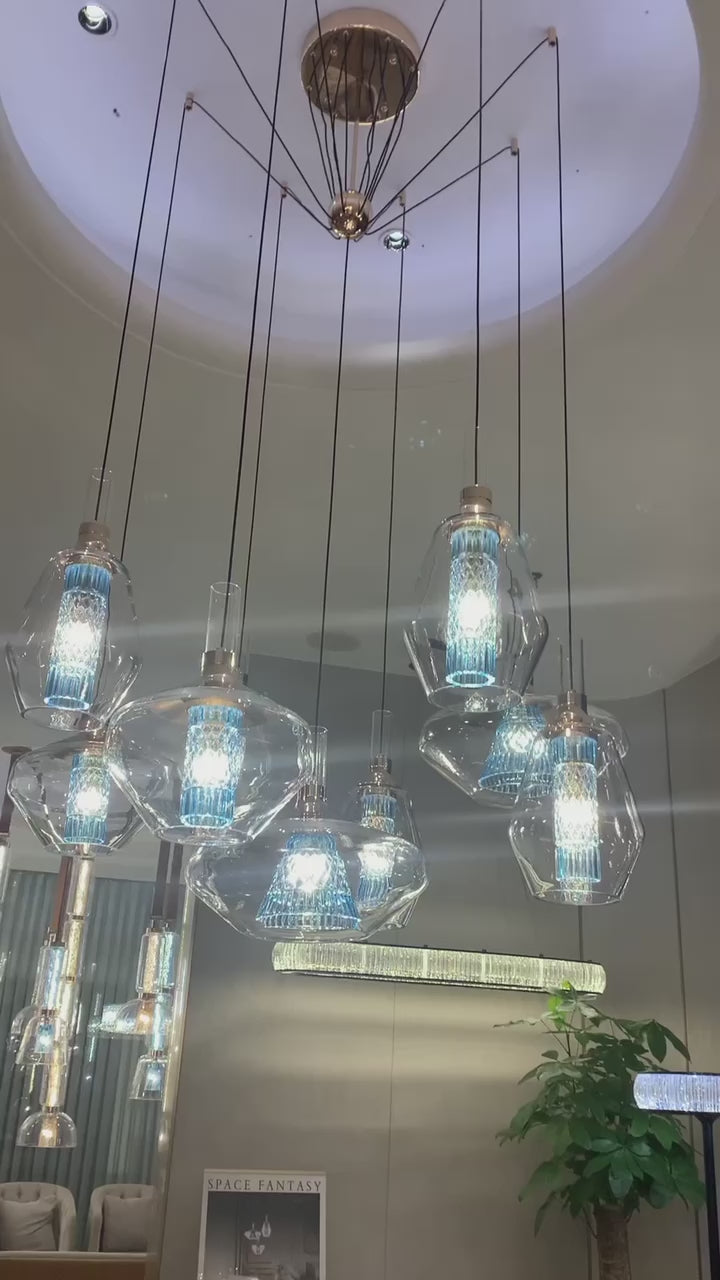 8Lights 6Lights chandelier,chandeliers,pendant,glass,metal,blue,ceiling,branch,art,round,multiple,living room,dining room,bedroom,kitchen island,bar,hallway 