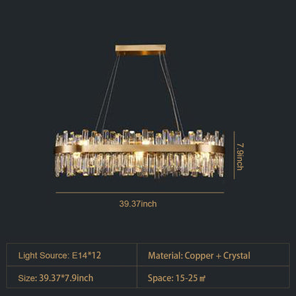 Round Ring Crystal Chandelier Luxury Modern Ceiling Fixtures Light For Living And Dining Room