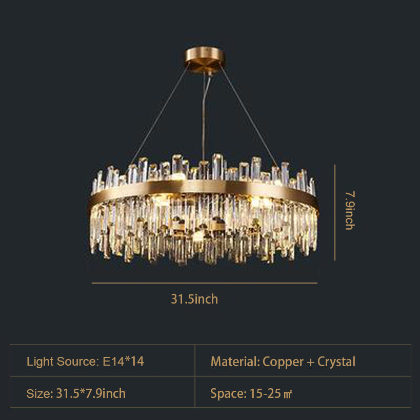 Round Ring Crystal Chandelier Luxury Modern Ceiling Fixtures Light For Living And Dining Room