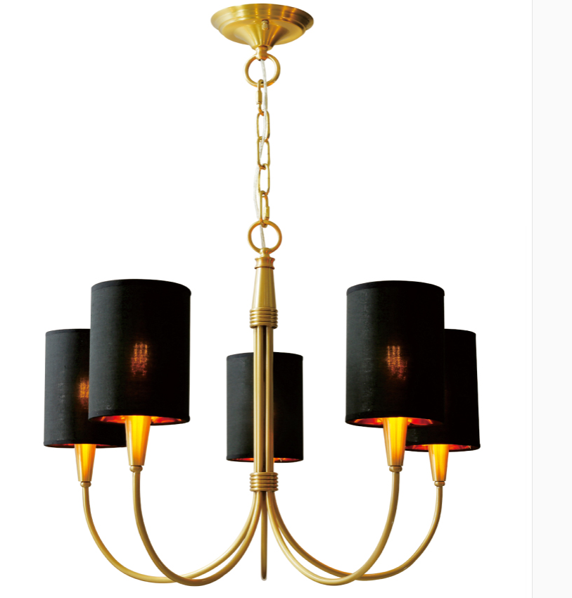 Brass Chandelier|Mid Century Ceiling Fixtures Light|Fabric Shades Adjustable Chain Pendant