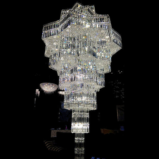 Luxury Extra Large Plaza Multi-Tier Crystal Chandelier For  Hotel Hall / 2 Story Foyer / High Ceiling Living Room