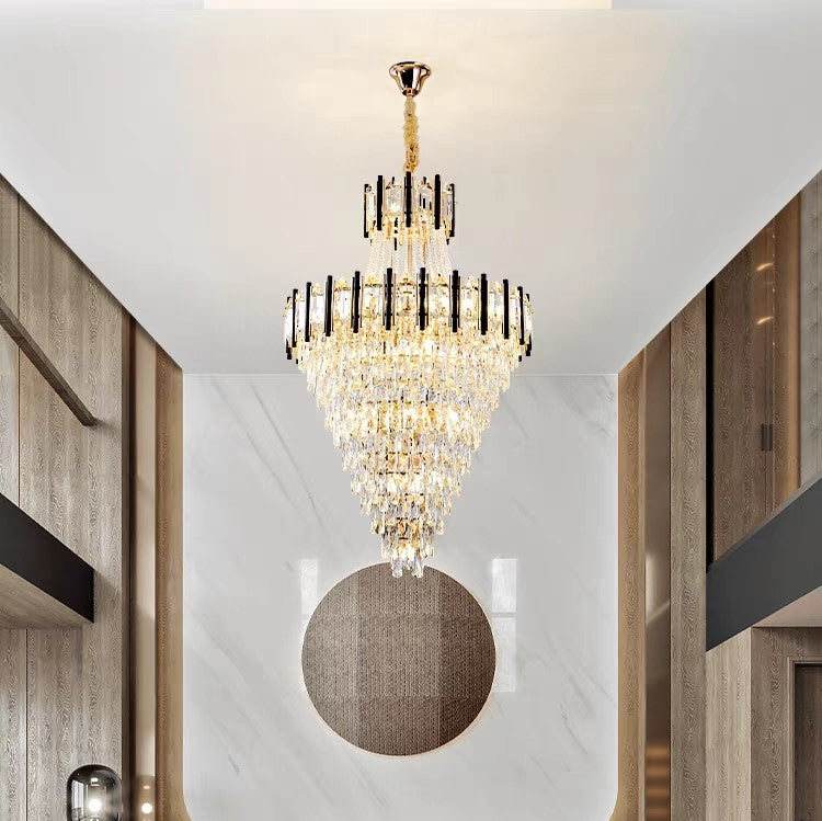 Oversized Modern Light Luxury Multi-tiers Crystal Chandelier for Living Room/Foyer/Staircase/Hotel Lobby