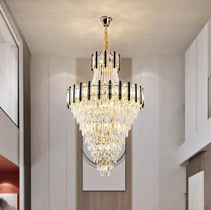 Oversized Modern Light Luxury Multi-tiers Crystal Chandelier for Living Room/Foyer/Staircase/Hotel Lobby